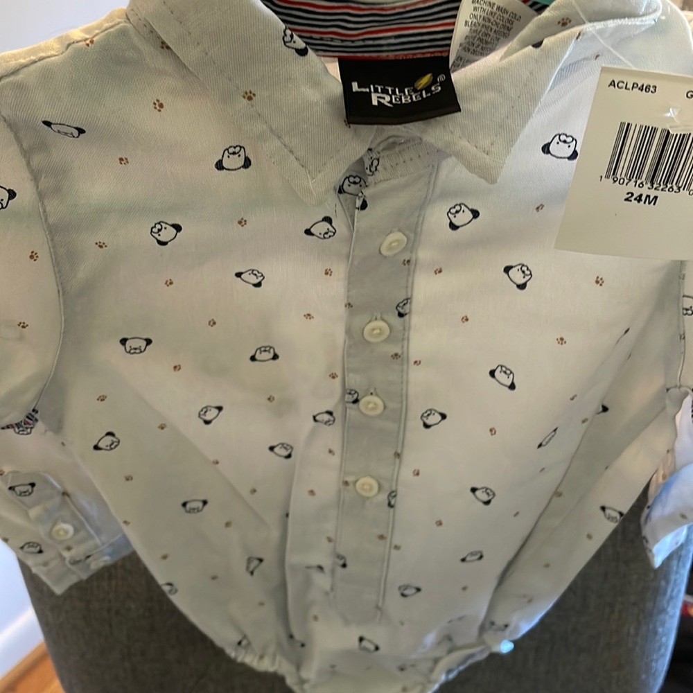 NWT little Rebels puppy print dress shirt